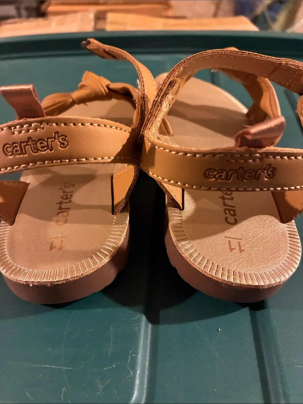 Carter's Girls' Tan Knot-Front Sandals with Buckle Strap